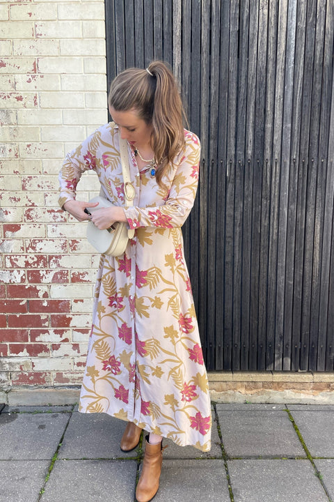 Violet Fish I George Dress - Sand Rose