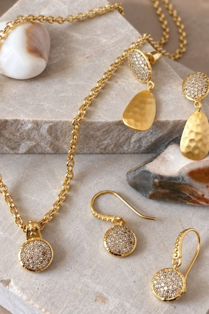 Giselle Vale | Scintilla Pavé Medallion Drop Earrings