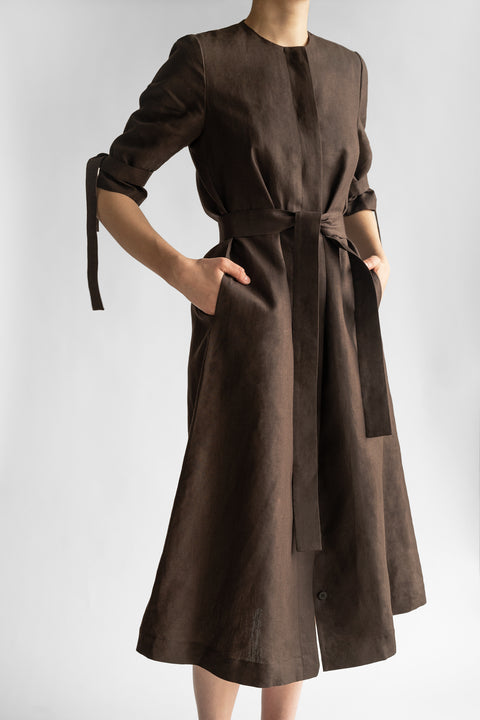 PBG studio | Belted Linen Midi dress