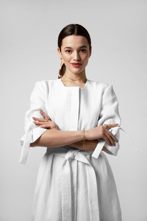 PBG studio | Belted Linen Midi dress