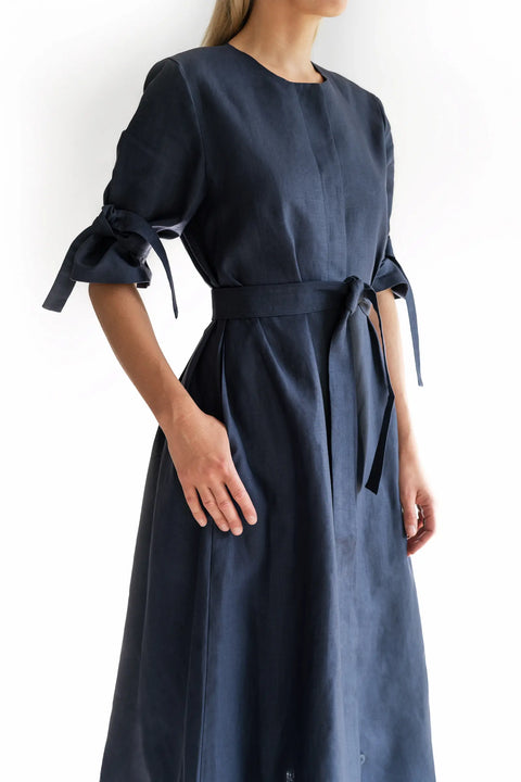 PBG studio | Belted Linen Midi dress