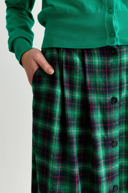 Bia Winter Check Button Through Skirt – Green - Detail 2