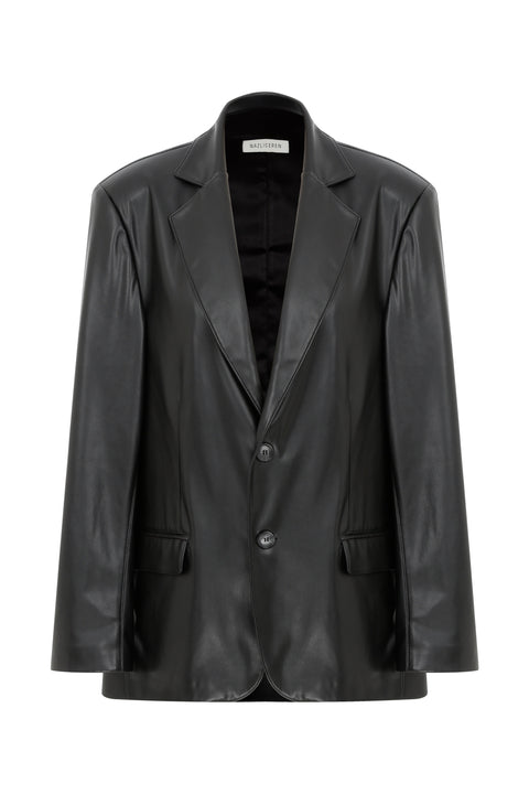 Nazli Ceren | Boxy Oversize Blazer black leather