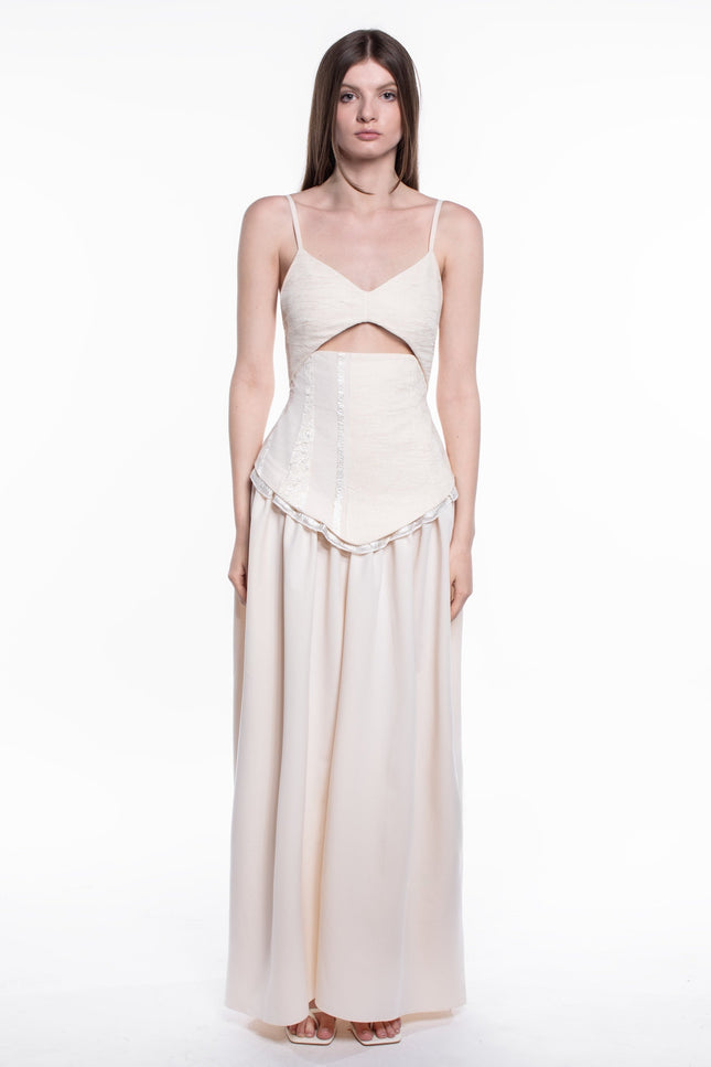 Burnes | Layan Full Length Beige Dress
