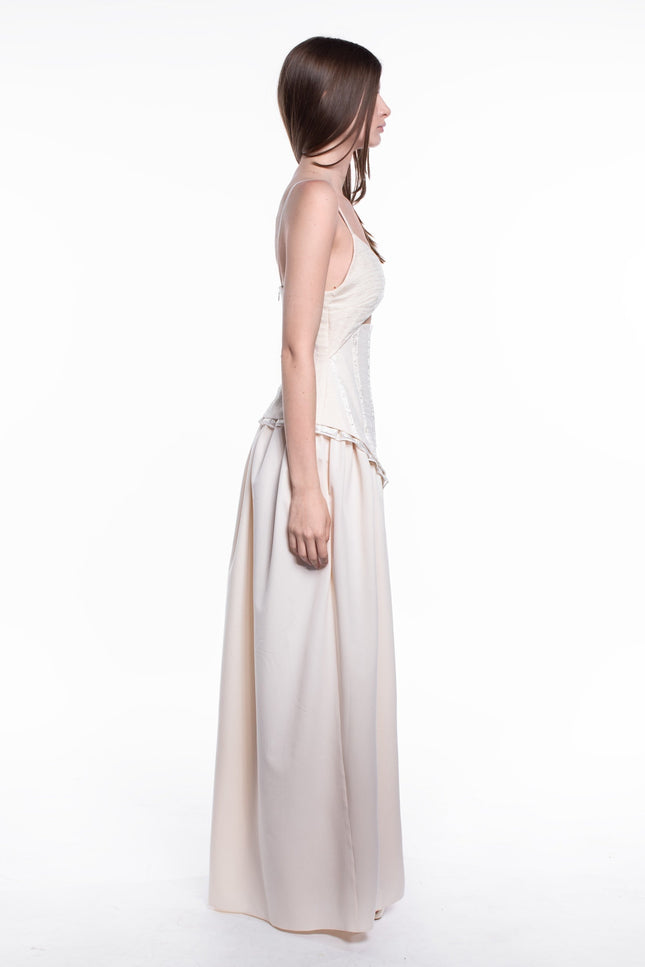 Burnes | Layan Full Length Beige Dress