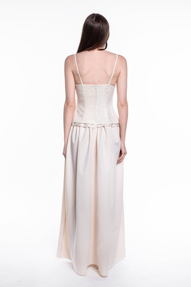 Burnes | Layan Full Length Beige Dress