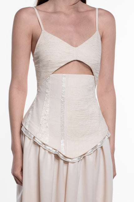 Burnes | Layan Full Length Beige Dress