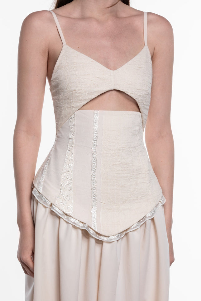 Burnes | Layan Full Length Beige Dress