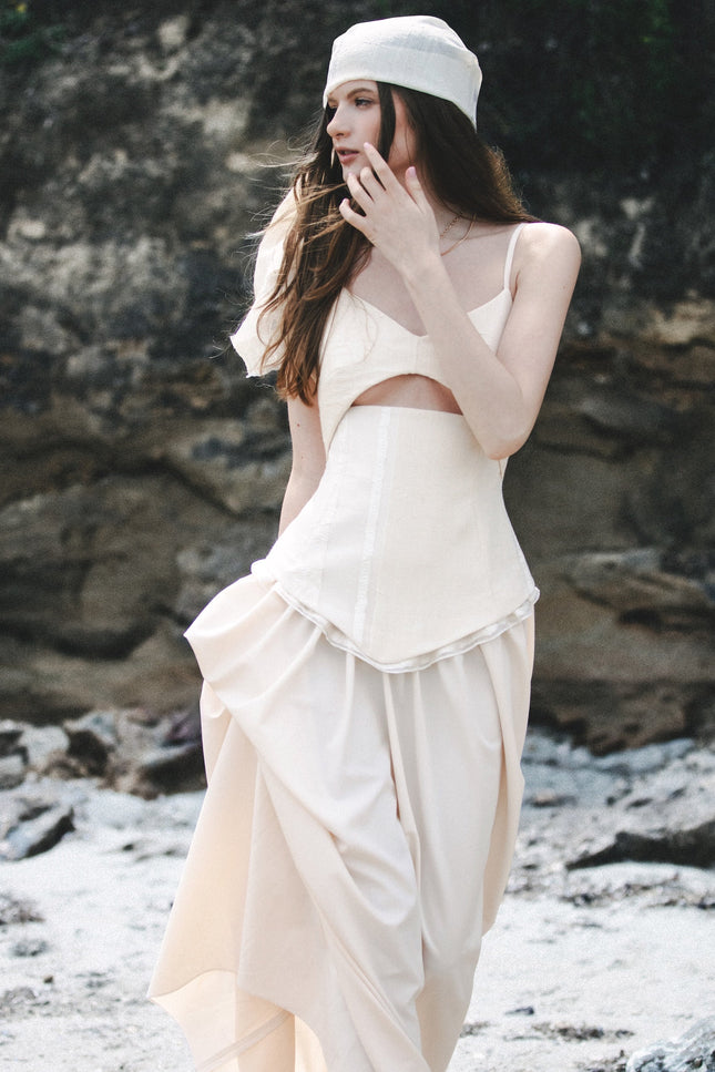 Burnes | Layan Full Length Beige Dress