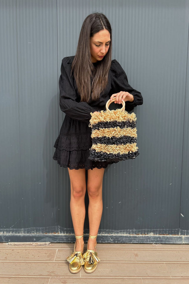 Entrudo | Pouch Baçal Raffia two-tone natural