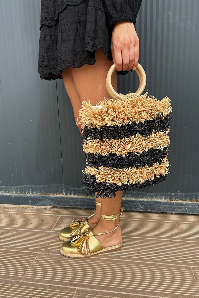 Entrudo | Pouch Baçal Raffia two-tone natural
