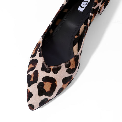 pointed toe ballerina flats in animal print color pattern and memory foam insole