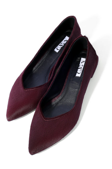Ballerina shoes in merlot pony hair with memory foam insole