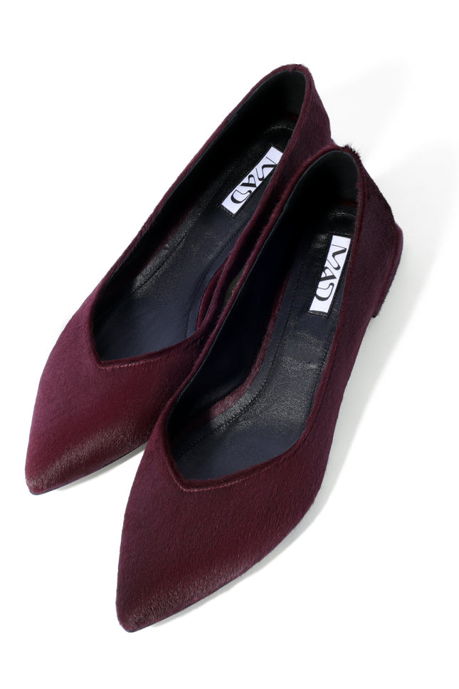 Ballerina shoes in merlot pony hair with memory foam insole
