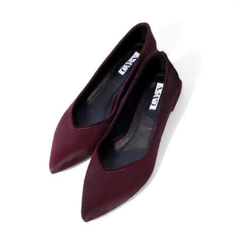 Ballerina shoes in merlot pony hair with memory foam insole