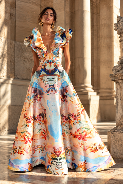 Custom-Made Butterfly Evening Dress - Special Print
