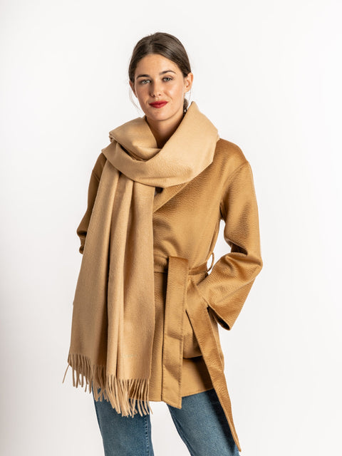 Bel Cashmere | Estola/ Bufanda grande con flecos camel