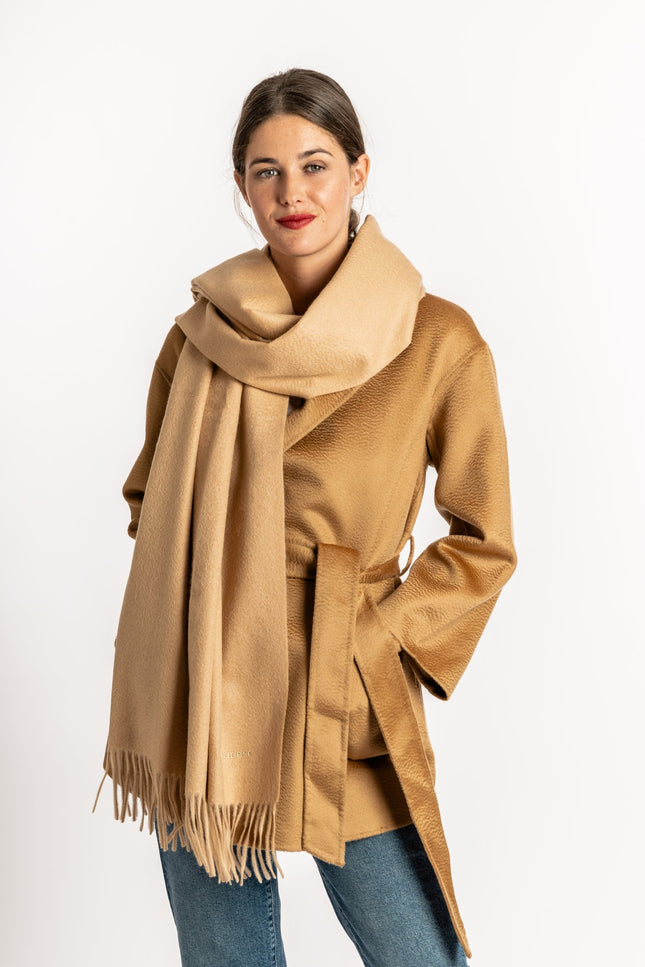 Bel Cashmere | Estola/ Bufanda grande con flecos camel