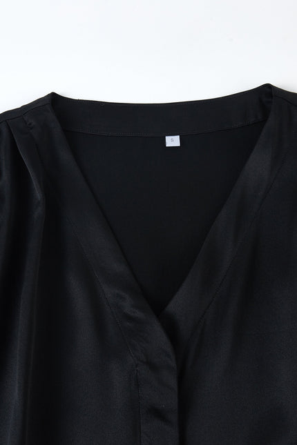 Soft Strokes Silk | Black Soar Top and Shorts Pyjamas Set