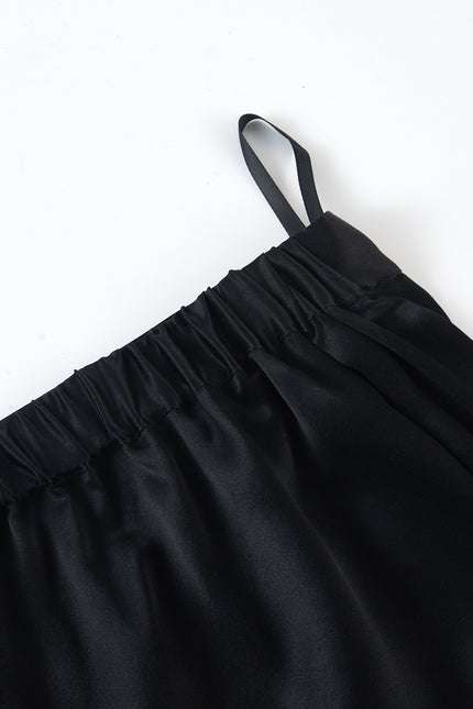 Soft Strokes Silk | Black Soar Top and Shorts Pyjamas Set