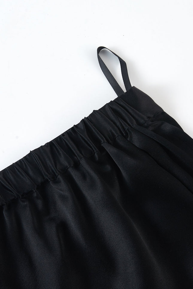 Soft Strokes Silk | Black Soar Top and Shorts Pyjamas Set