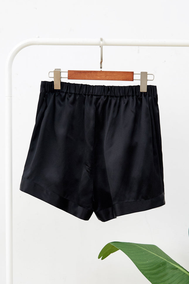Soft Strokes Silk | Black Soar Pyjamas Shorts
