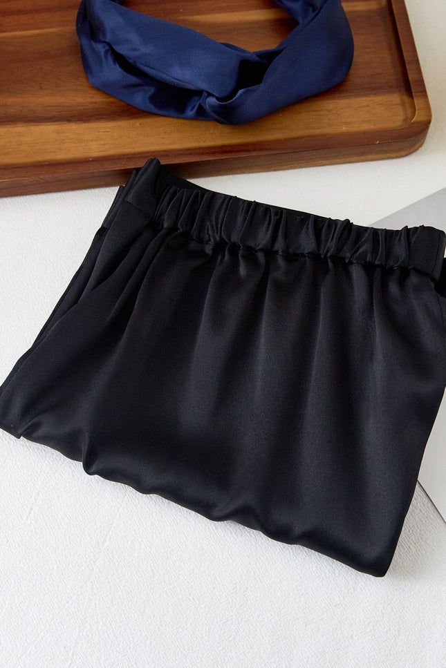 Soft Strokes Silk | Black Soar Pyjamas Shorts