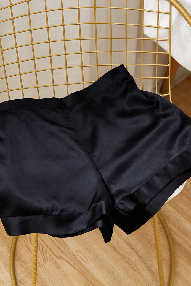Soft Strokes Silk | Black Soar Pyjamas Shorts