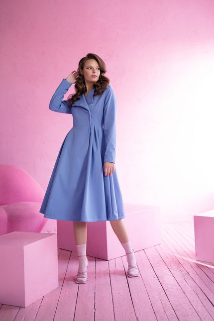 Double breasted Soft Blue Waterproof Design Coat 