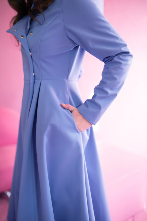 Soft Blue Coat with hidden pockets