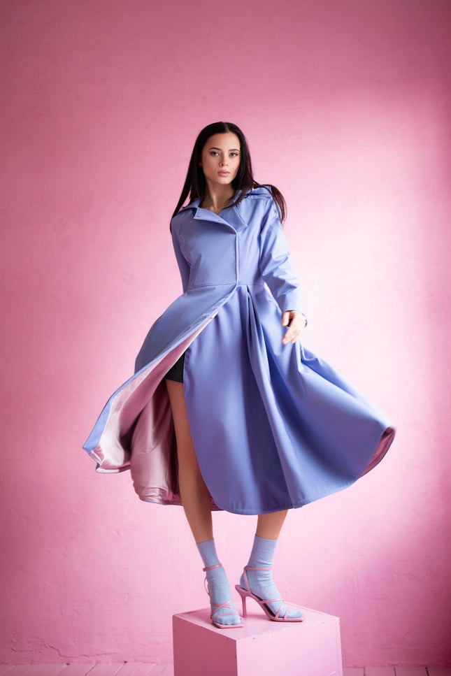 RainSisters | Double Breasted Trench Coat in Soft Blue 'Blue Breeze'