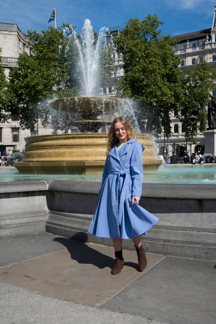 Blue Breeze coat with a matching tie belt 