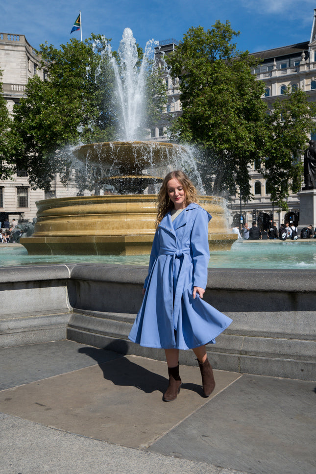 Blue Breeze coat with a matching tie belt 