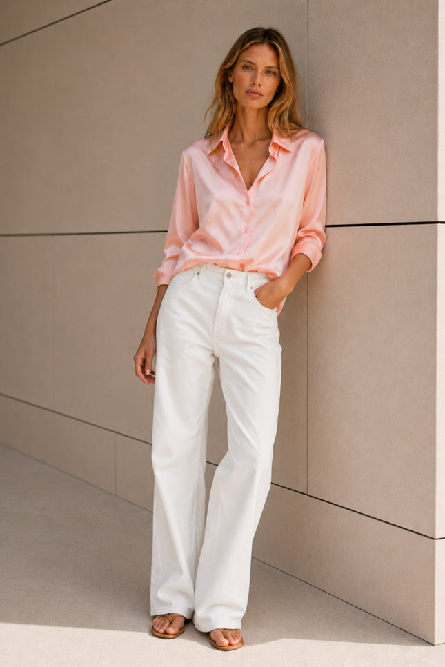 Bel Cashmere | Blusa Diana de seda melocotón