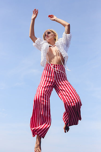 State Of Georgia I BOARDWALK LINEN PANT IN WHIPPY RED/PINK