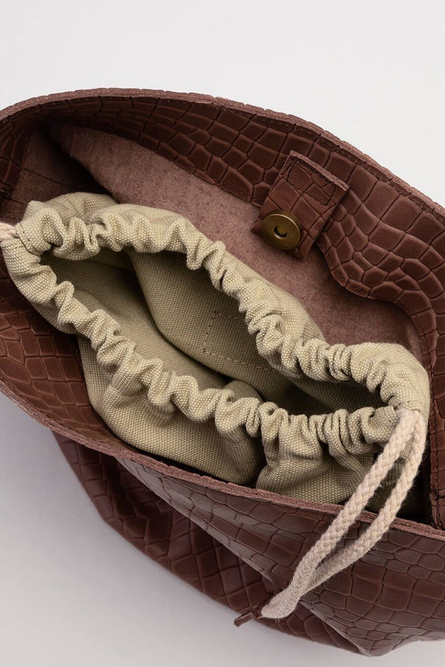 JUAN-JO I Bolso Cubo Piel Marrón Oscuro Bucket