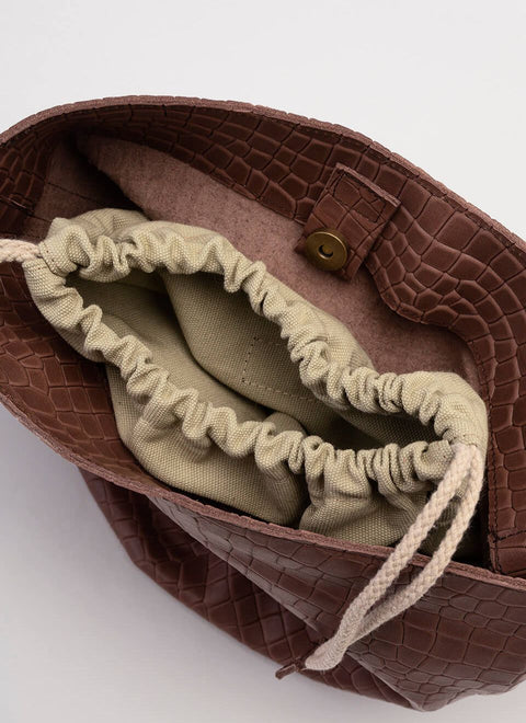 JUAN-JO I Bolso Cubo Piel Marrón Oscuro Bucket