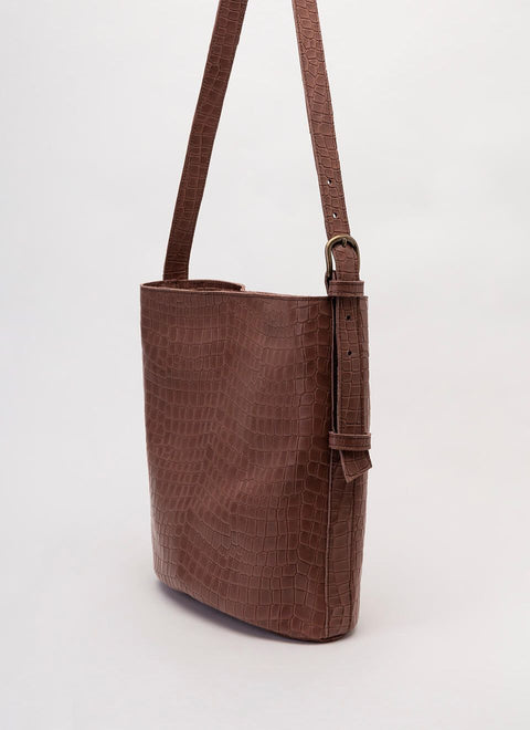 JUAN-JO I Bolso Cubo Piel Marrón Oscuro Bucket