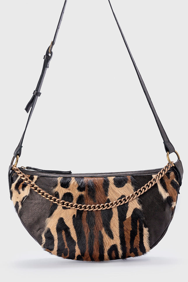 JUAN-JO I Bolso Media Luna Piel Animal Print