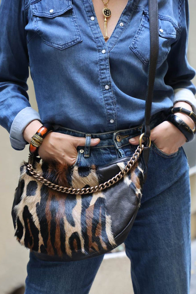 JUAN-JO I Bolso Media Luna Piel Animal Print