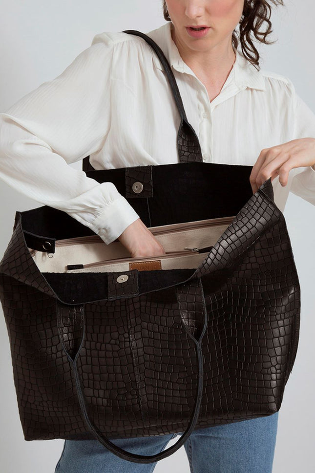 JUAN-JO I Bolso Grande Piel Negro Maxi
