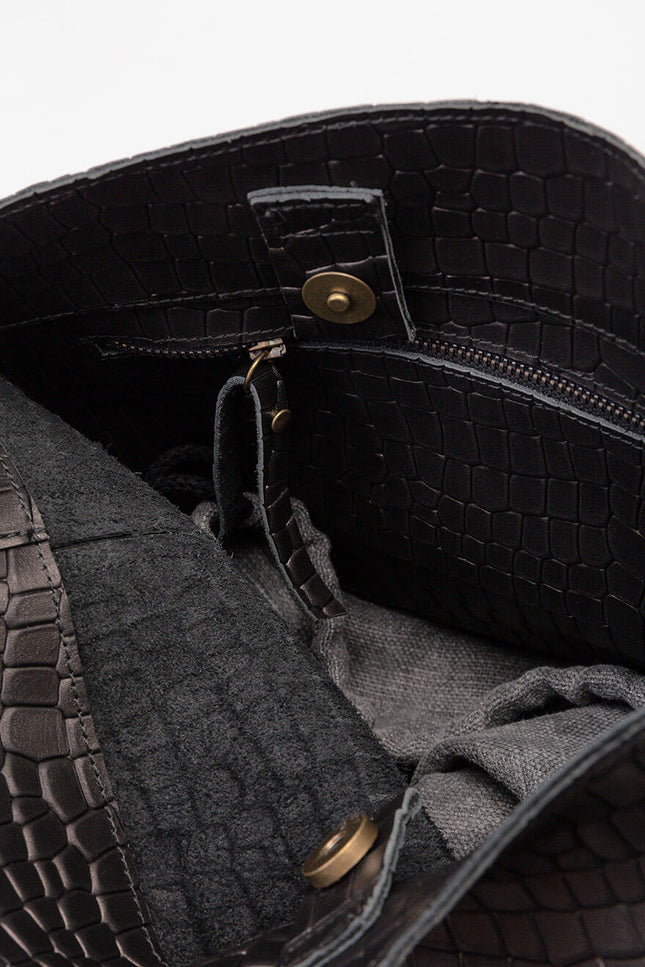 JUAN-JO I Bolso Cubo Piel Negro Bucket