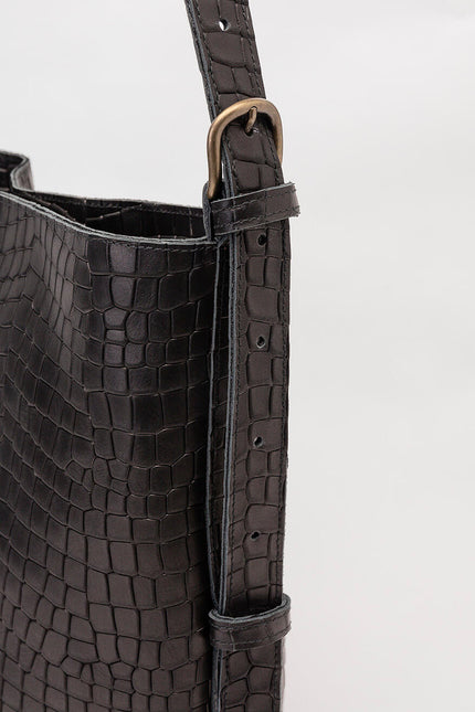 JUAN-JO I Bolso Cubo Piel Negro Bucket