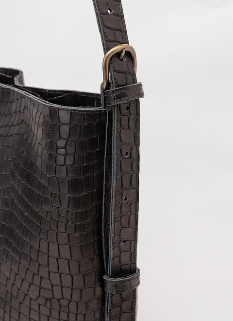 JUAN-JO I Bolso Cubo Piel Negro Bucket