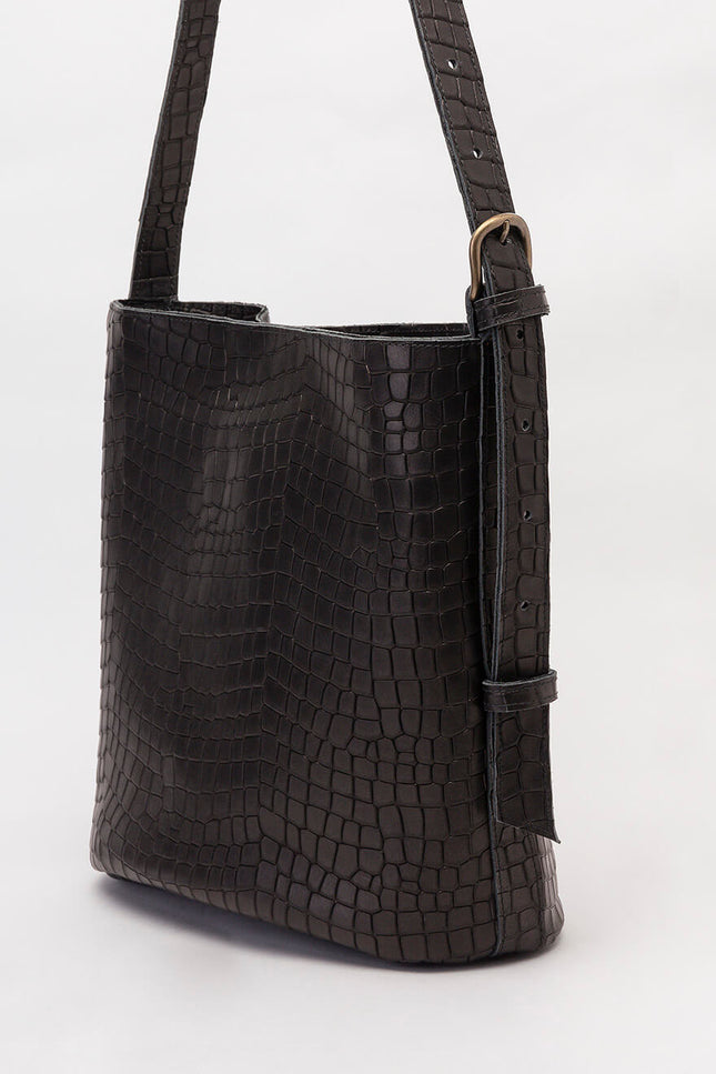 JUAN-JO I Bolso Cubo Piel Negro Bucket