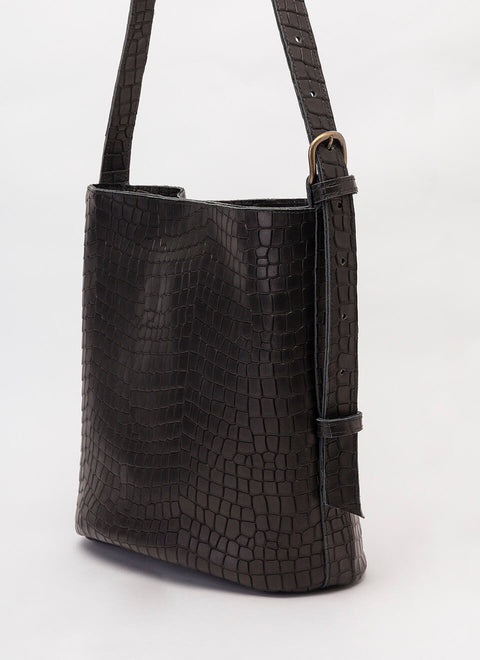 JUAN-JO I Bolso Cubo Piel Negro Bucket