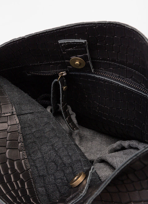 JUAN-JO I Bolso Cubo Piel Negro Bucket