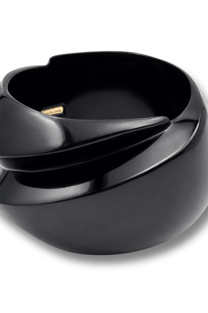 Brigite Polished Black Resin Carved Bangle