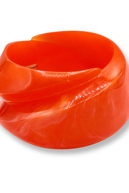 Brigite Polished Orange Resin Carved Bangle