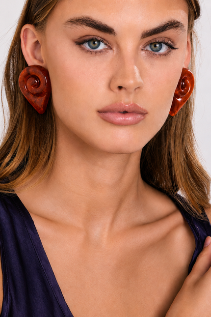 Michael Nash Jewelry | Brigite Polished Tortoise Resin Clip Earrings